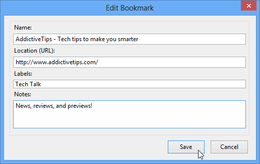 Editing a bookmark15 دسترسی سریع و مدیریت Google Bookmark از طریق نوار ابزار فایرفاکس