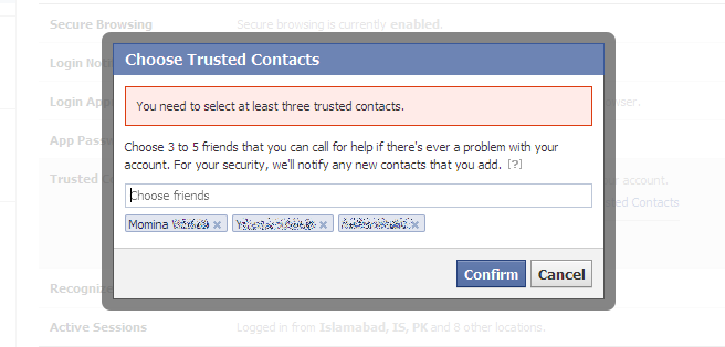 select trusted contacts